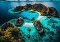 breathtaking beauty of the Banda Islands within the Moluccas archipelago in Indonesia. The scene unfolds with Pulau Gunung Api, a