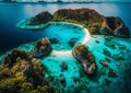 breathtaking beauty of the Banda Islands within the Moluccas archipelago in Indonesia. The scene unfolds with Pulau Gunung Api, a