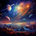 Breathtaking beauty of planets and stars in a realistic art style