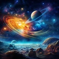 Breathtaking beauty of planets and stars in a realistic art style