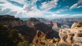 Breathtaking canyon scenery under a vast blue sky. majestic nature landscape for travel themes. serene and tranquil. AI