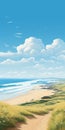 Breathtaking 2d Illustration Of Beautiful Bude Beach In Cornwall