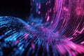 A breathtaking 3D music background showcasing a floating, neon-lit waveform in an infinite digital