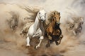 Whirling sandstorm horsemen, riding on gusts of wind with unrivaled speed - Generative AI