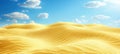 Breathtaking desert landscape majestic golden sand dunes under a brilliant blue sky