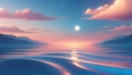 Serenity at Twilight: Moonrise over Tranquil Waters, AI Generated Royalty Free Stock Photo