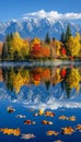 Breathtaking early autumn sunrise at high tatra lake in picturesque nature landscape