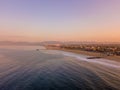 Breathtaking early morning aerial sunrise view of the Venice beach in Los Angeles Royalty Free Stock Photo