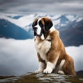 Majestic Saint Bernard Enjoying a Winter's Nap in the Alps Royalty Free Stock Photo