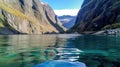 Breathtaking Fjord Surrounded By Towering Cliffs And Icy Waters. Generative AI