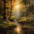 Breathtaking Forest Scene in Watercolor Style