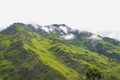 Breathtaking Green Landscape with Foggy Mountains and Waterfalls during Monsoon in Nepal Royalty Free Stock Photo