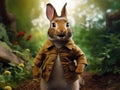 Breathtaking, hyper - realistic portrait of peter rabbit, set against a dramatic, out - of - focus background.Generative AI