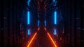 Breathtaking illustration of a futuristic tunnel with neon lights