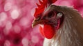 Surreal Symphony, Masterful Melody of a Majestic Rooster Against a Vibrant Pink Symphony