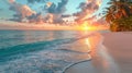 Summer Sunrise at Dreamlike Shoreline: Perfect Maldives Honeymoon Background