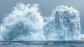 Giant Iceberg Cascading into Ocean Waves