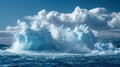 Giant Iceberg Cascading into Ocean Waves