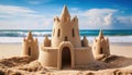 Unique Animal Sand Castles on a Deserted Beach Majestic Creatures Constructing Intricate Sand Architecture as the Sun Sets, Royalty Free Stock Photo