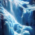 Stunning snowy landscape with icy waterfalls and majestic mountains