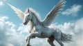 Mythical Pegasus in Flight. Captivating Image of a Majestic Winged Horse