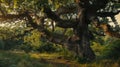 Ancient German Oak Tree: 500 Years of Majesty. Generative AI Royalty Free Stock Photo