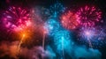 Breathtaking images of colorful fireworks lighting up the sky as a grand finale to Holi celebrations Royalty Free Stock Photo