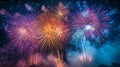 Breathtaking images of colorful fireworks lighting up the sky as a grand finale to Holi celebrations Royalty Free Stock Photo