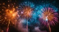 Breathtaking images of colorful fireworks lighting up the sky as a grand finale to Holi celebrations Royalty Free Stock Photo