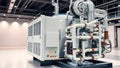 Precision AirCooled Water Chiller System A Detailed 8K Image of Industrial Cooling Equipment with Comprehensive Piping Royalty Free Stock Photo