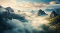 Breathtaking 8k Scenery In Asia: Majestic Mountains, Serene Valleys, And Enchanting Clouds Royalty Free Stock Photo