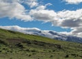 Breathtaking landscape of Eyjafjallajokull glacier and volcano, trekking trail in Thorsmork, southern Iceland