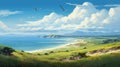 Anime-inspired Landscape With Hyper-detailed Avian Illustrations