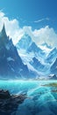 Snowy Fantasy Landscape With Glacier And Mountains