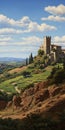 Serene Castle On Rock A Photorealist Painting Inspired By Dalhart Windberg