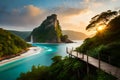 Breathtaking landscape portrait of a lush magical fantasy beach