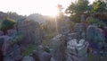 Breathtaking landscape of rock formations and mountains.