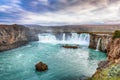 Breathtaking landscape scene of powerful Godafoss waterfall Royalty Free Stock Photo