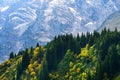 Breathtaking lansdcape of mountains, forests and small Bavarian villages in the distance. Scenic view of Bavarian Alps with majest