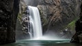 Majestic Waterfall in a Deep Rocky Gorge Royalty Free Stock Photo