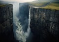 Breathtaking Majestic Cliffs With Waterfall Cascading Down in Stunning Detail Generative AI Illustration