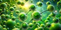 Unveiling the Secrets of Photosynthesis A Microscopic Exploration of Chlorophyll Molecules and Oxygen Production Royalty Free Stock Photo