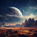 Breathtaking Moonscape with Earthrise Wallpaper Royalty Free Stock Photo