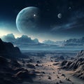 Breathtaking Moonscape with Earthrise Wallpaper Royalty Free Stock Photo