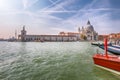 Breathtaking morning cityscape of Venice with famous Canal Grande and Basilica di Santa Maria della Salute church