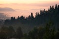 Breathtaking morning dawn in Carpathian mountains.