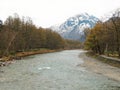 Breathtaking mountain landscape in Chubu-Sangaku National Park Kamikochi in Japanese Alps, Nagano, Japan.