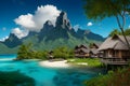 Breathtaking nature shot, Bora Bora islands generated by Ai