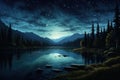 Breathtaking Night landscape lake. Generate Ai Royalty Free Stock Photo