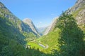 Breathtaking Norwegian landscapes during bus ride Gudvangen - Voss Royalty Free Stock Photo